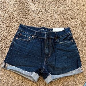 American Eagle Outfitters Dark Blue Rolled Cuff Denim Shorts